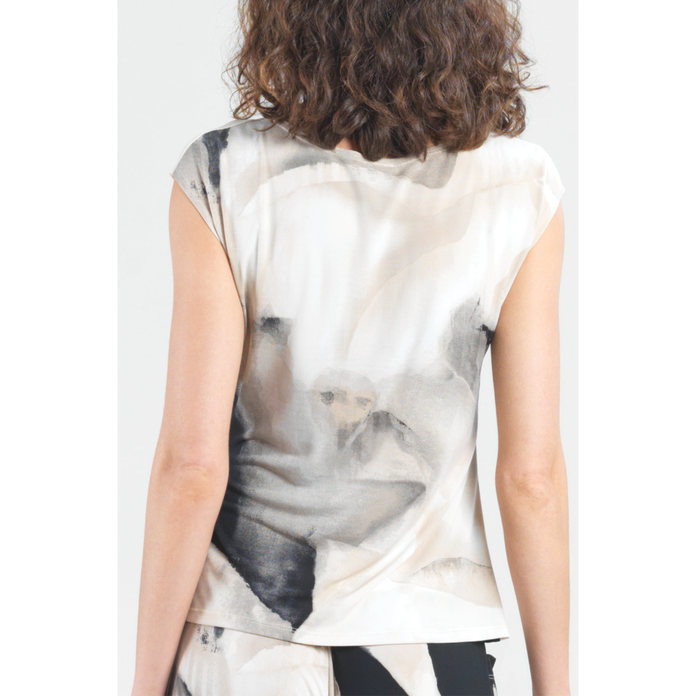 Clara Sunwoo Cap Sleeve Summer Top Side Tie Size L Watercolor NWT - Picture 5 of 6